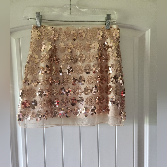 Sequin Embellished Gold Mini Skirt - Picture 1 of 4